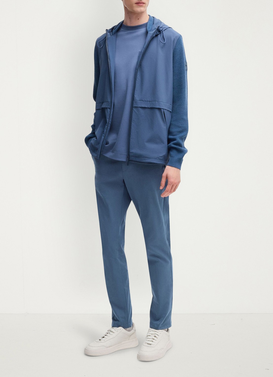 BOSS Kaito slim fit pantalon met stretch - voorkant 4 staalblauw