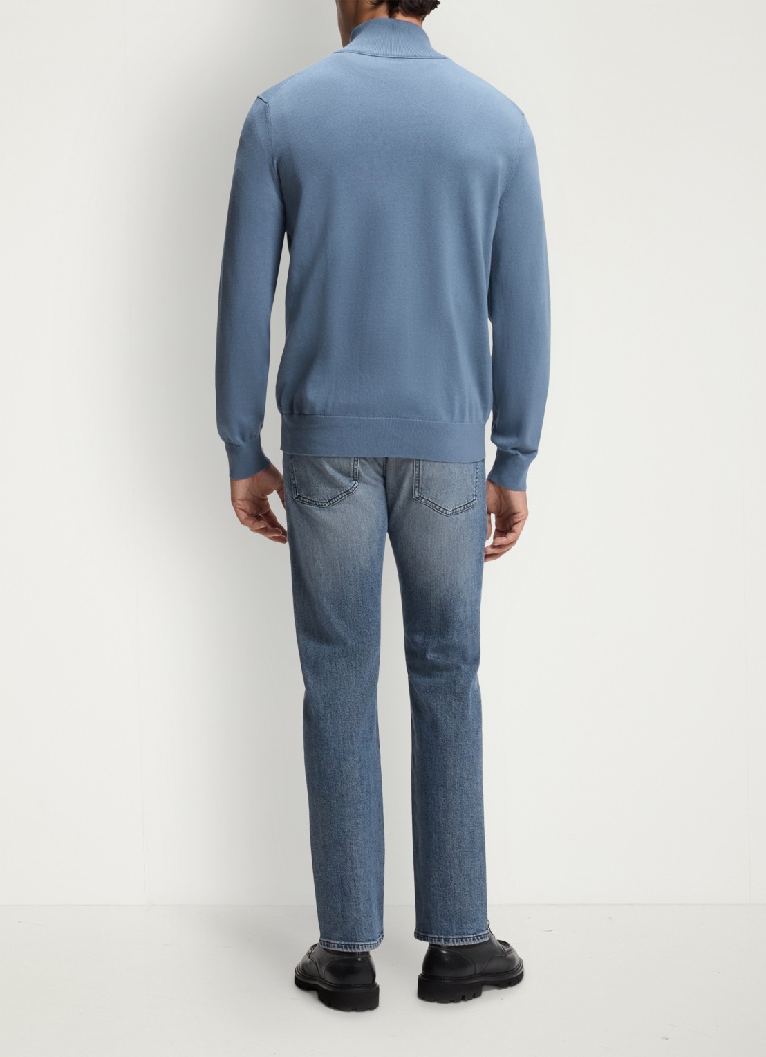 BOSS Kanobix_S fijngebreide trui in kasjmierblend met halve rits - achterkant 2 medium blue-424