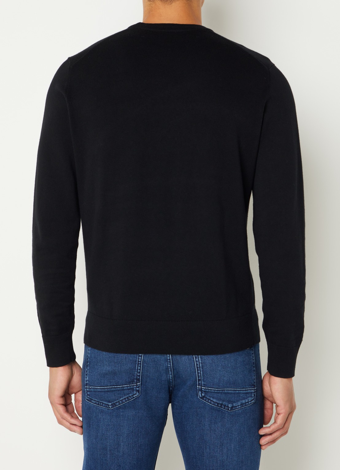 BOSS Kanovano fijngebreide pullover in kasjmierblend met logo  - achterkant 4 zwart
