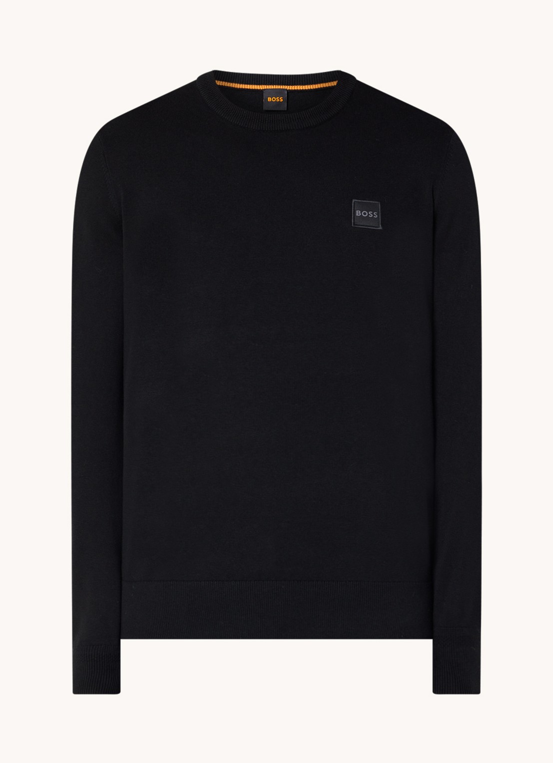 BOSS Kanovano fijngebreide pullover in kasjmierblend met logo  - voorkant 2 zwart