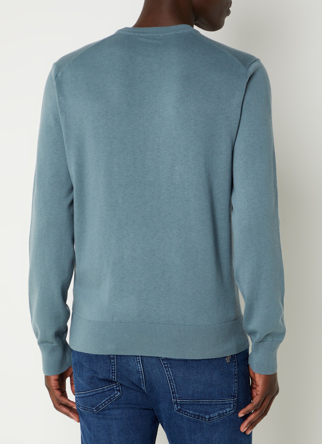 BOSS Kanovano fijngebreide pullover in kasjmierblend met logo  - achterkant 4 staalblauw
