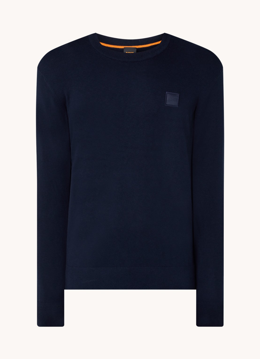 BOSS Kanovano fijngebreide pullover in kasjmierblend met logo  - voorkant 3 donkerblauw