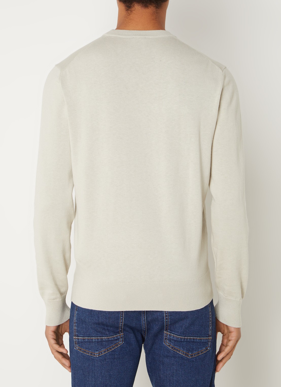BOSS Kanovano fijngebreide pullover in kasjmierblend met logo  - achterkant beige