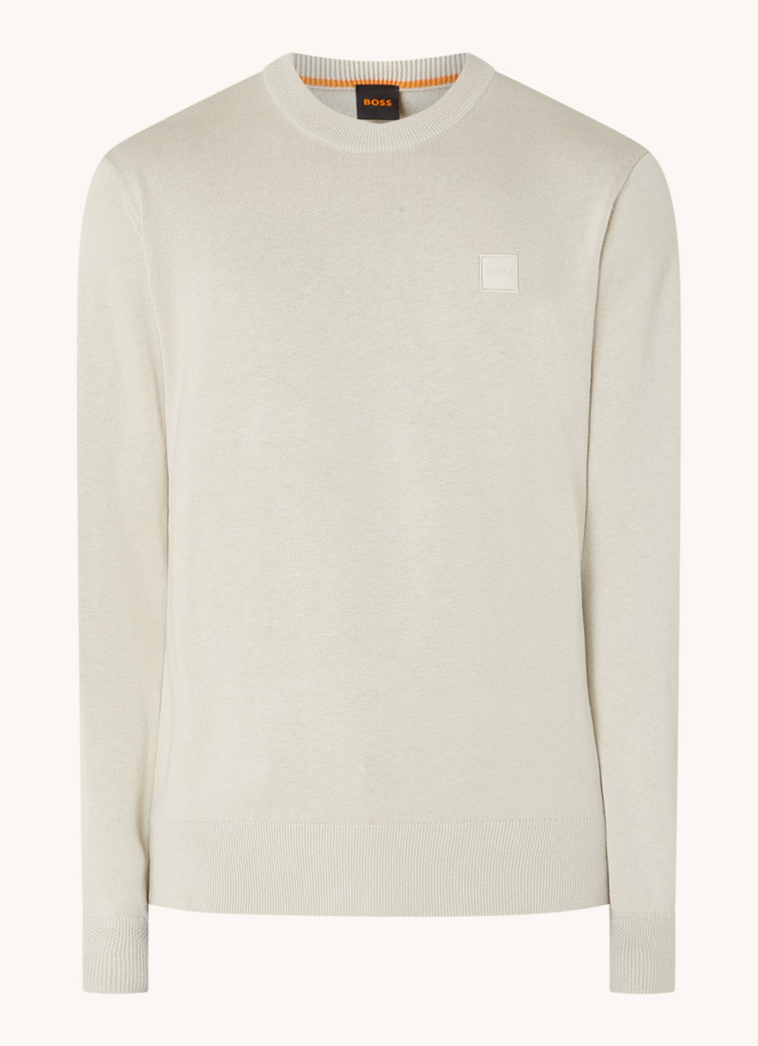 BOSS Kanovano fijngebreide pullover in kasjmierblend met logo  - voorkant 3 beige
