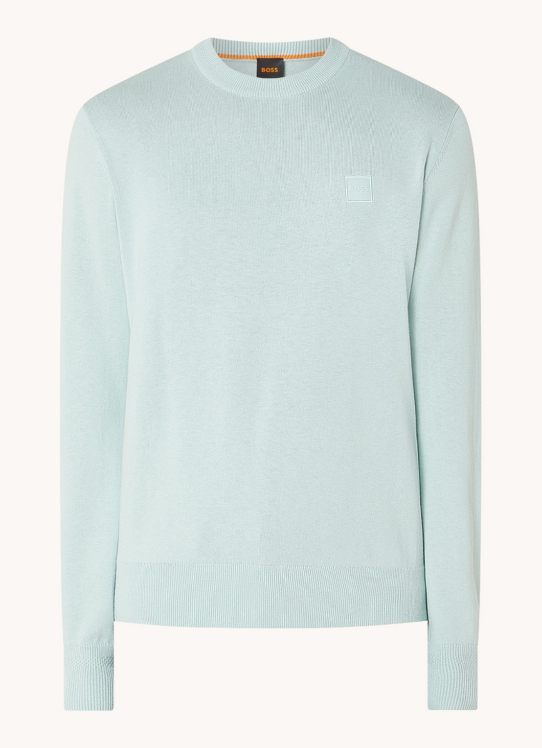 BOSS Kanovano fijngebreide pullover in kasjmierblend met logo  - voorkant 2 turquoise