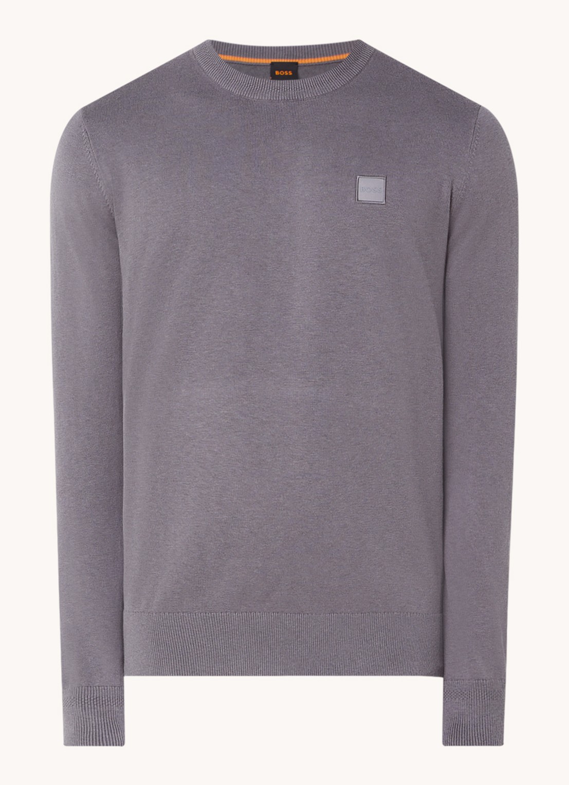 BOSS Kanovano fijngebreide pullover in kasjmierblend met logo  - voorkant 3 donkergrijs