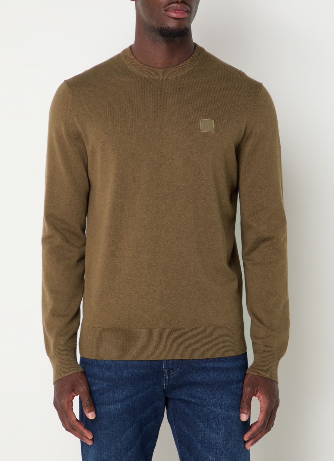 BOSS Kanovano fijngebreide pullover in kasjmierblend met logo  - detail 2 olijfgroen