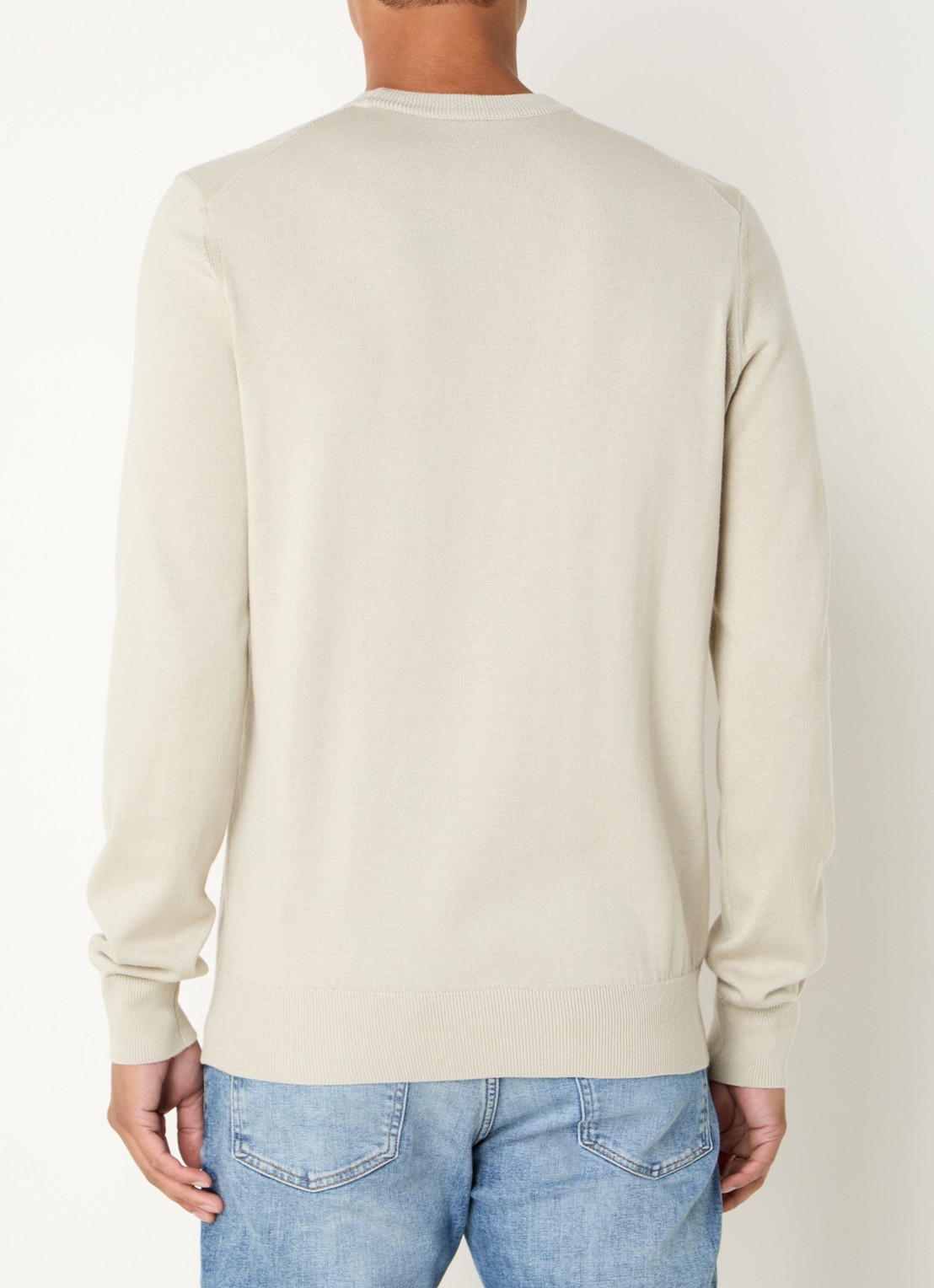 BOSS Kanovano fijngebreide pullover in kasjmierblend met logo  - achterkant 2 donkerbeige