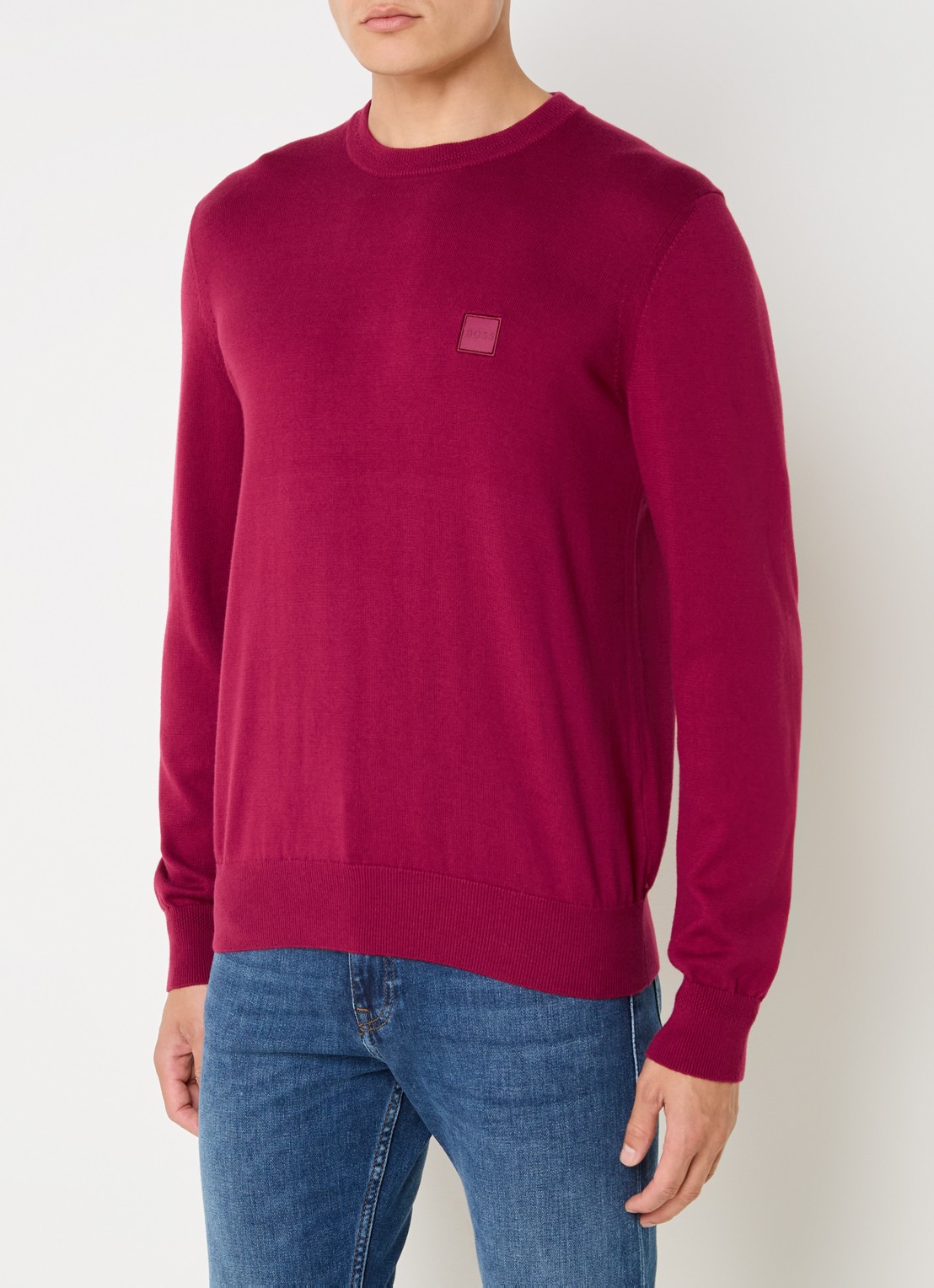 BOSS Kanovano fijngebreide pullover in kasjmierblend met logo  - detail 2 kersenrood