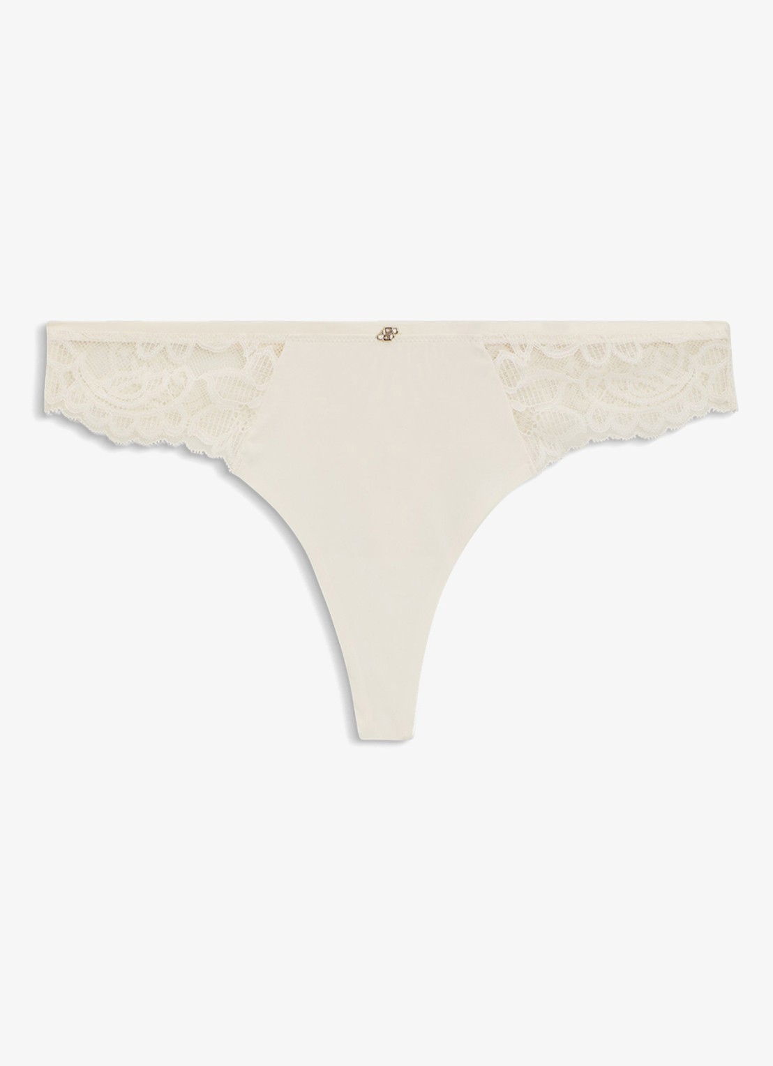 BOSS Kanten slip met mesh plooitjes en goudkleurig bedeltje - voorkant 2 open white-118 / wit