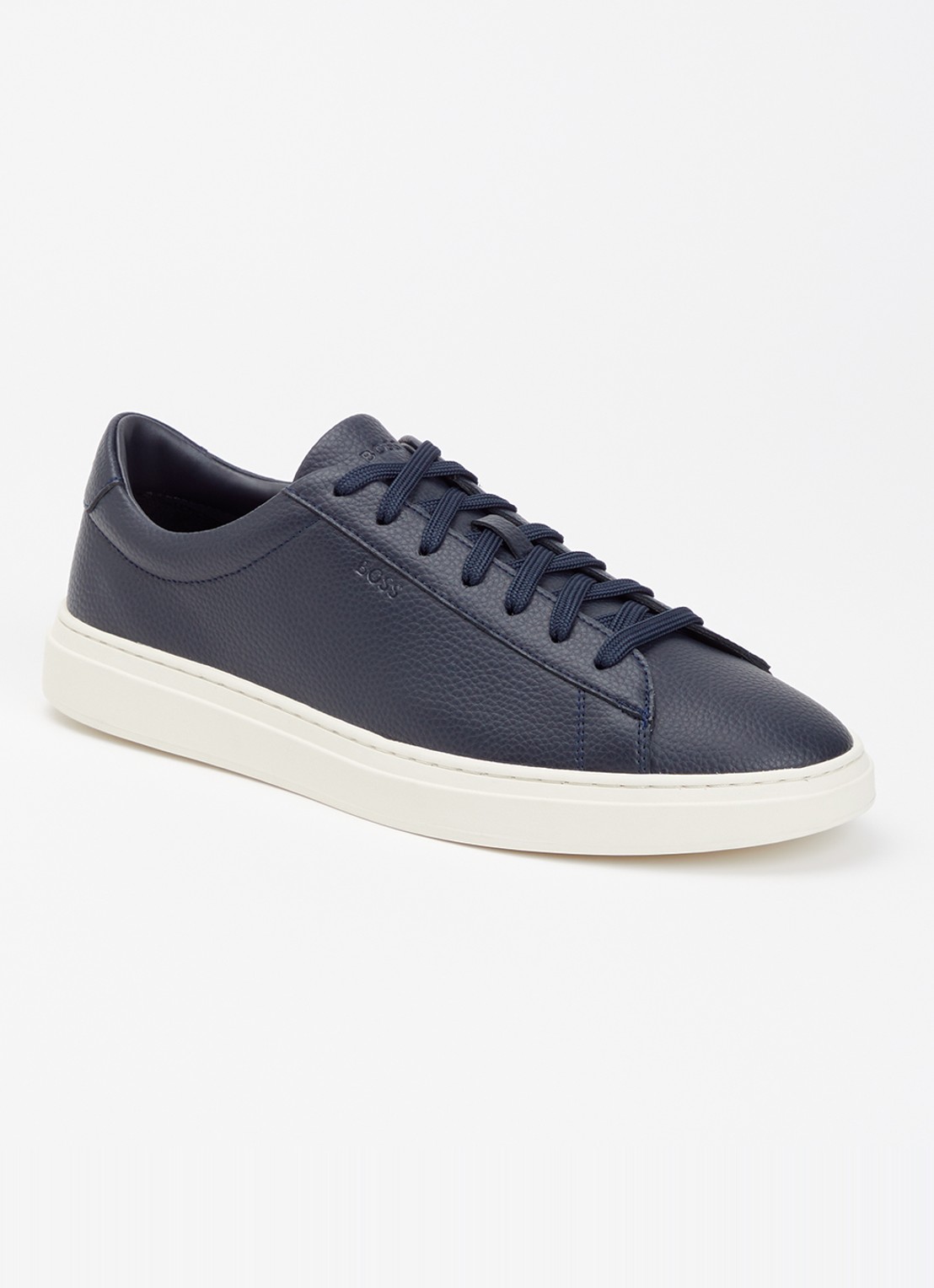 BOSS Kieran_Tenn sneaker van leer - voorkant 2 donkerblauw
