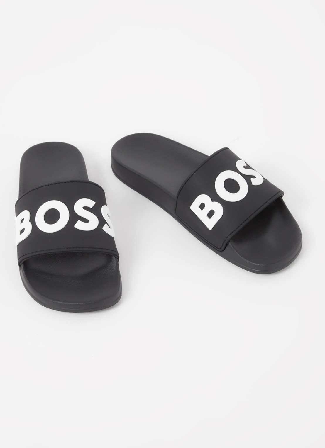 BOSS Kirk slipper met logo - detail zwart