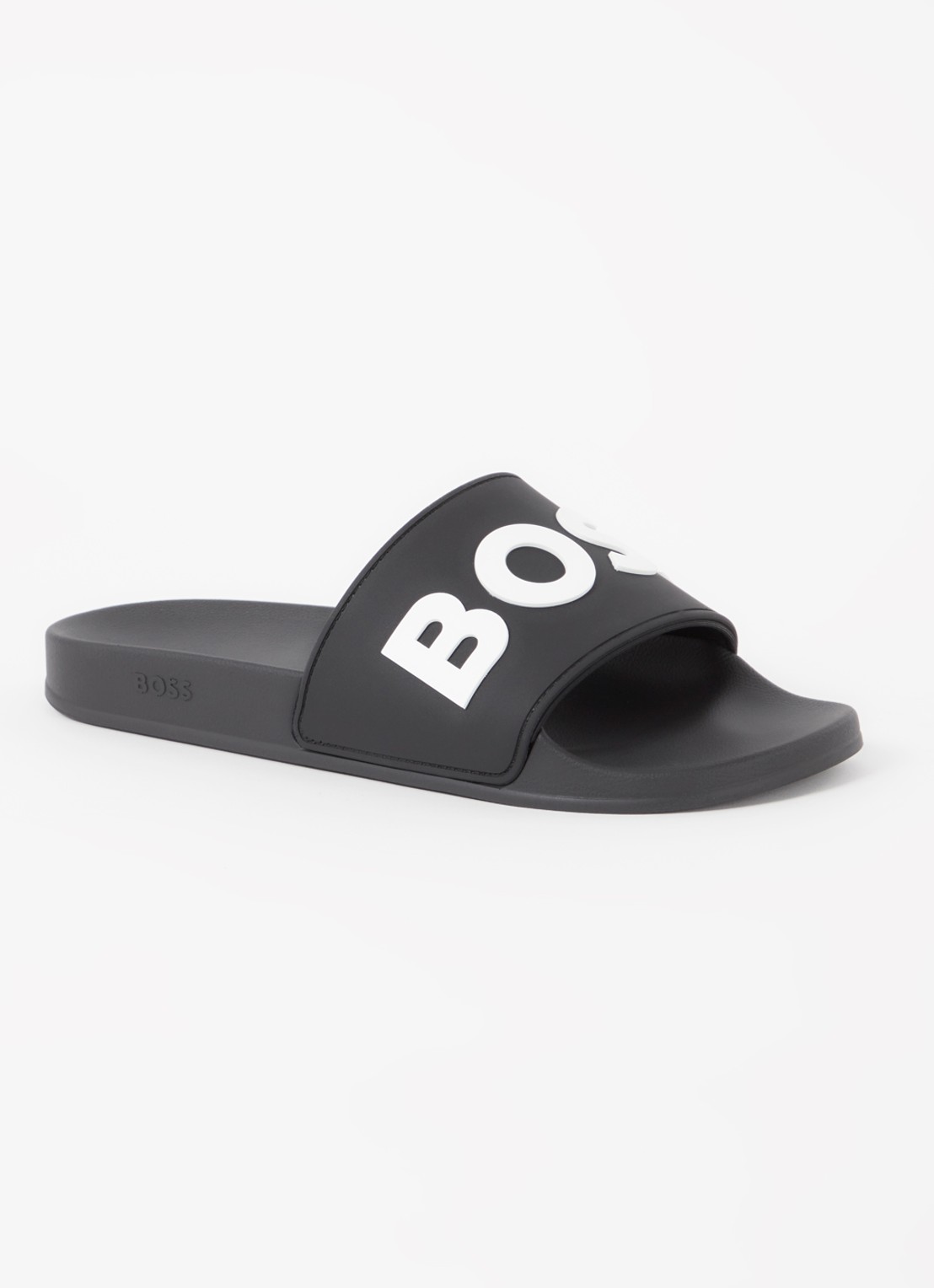BOSS Kirk slipper met logo - voorkant 3 zwart