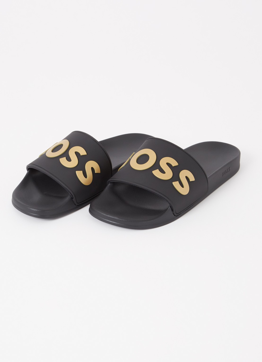 BOSS Kirk slipper met logo - detail diepzwart