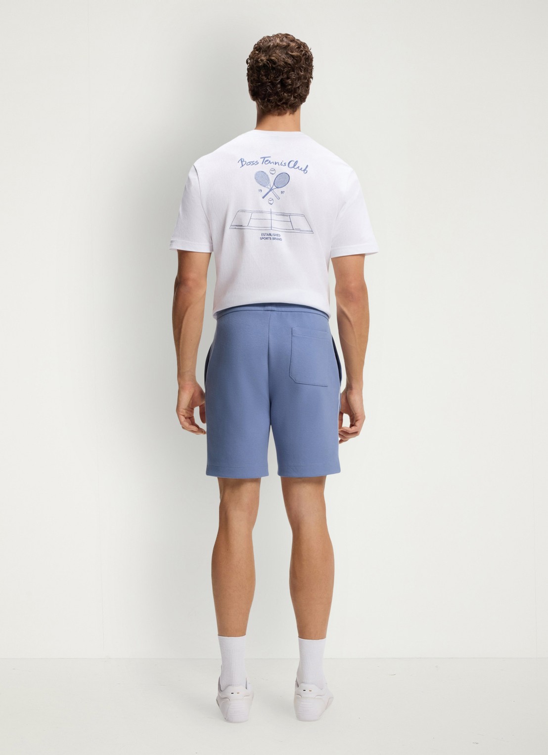 BOSS Korte broek in katoenblend - achterkant light/pastel blue-459 / blauw