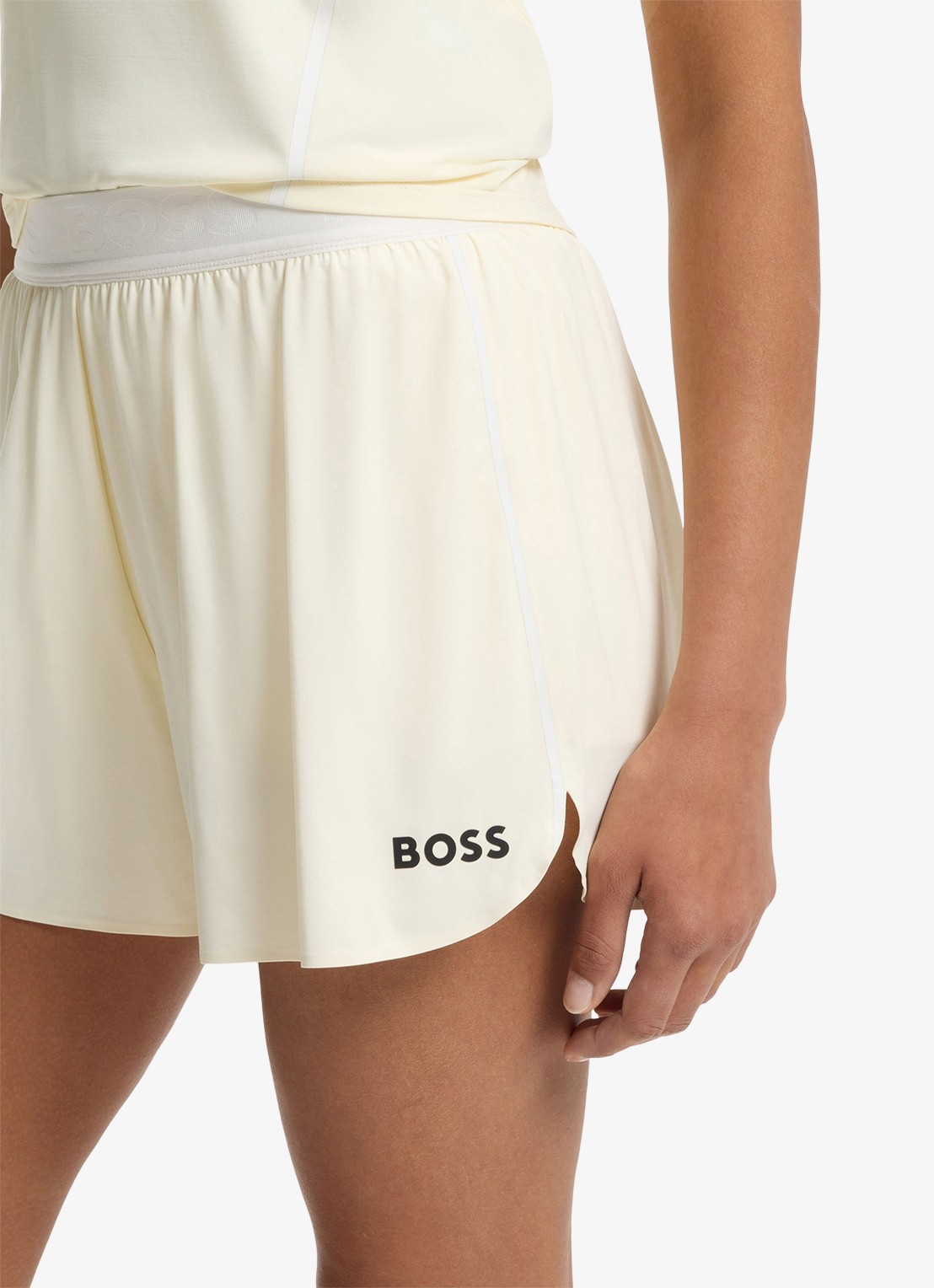BOSS Korte broek met logo - detail 2 creme