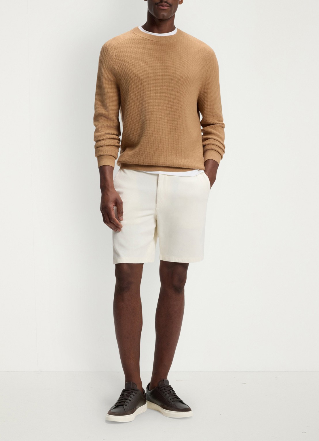 BOSS Korte chino in katoenblend - voorkant 2 wit