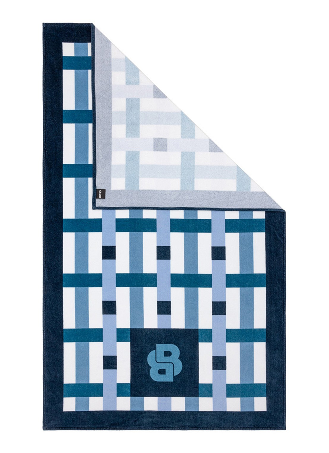 BOSS Latice strandlaken 100 x 170 cm - voorkant 3 donkerblauw