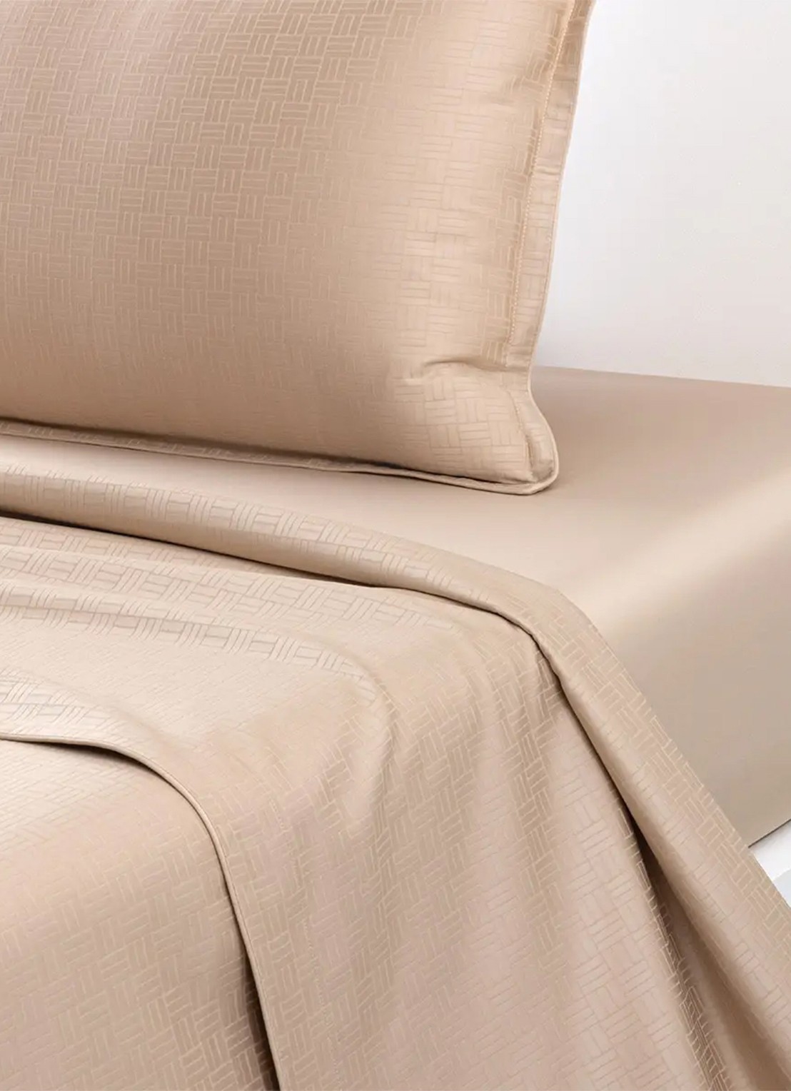 BOSS Lattice dekbedovertrek - detail 2 beige