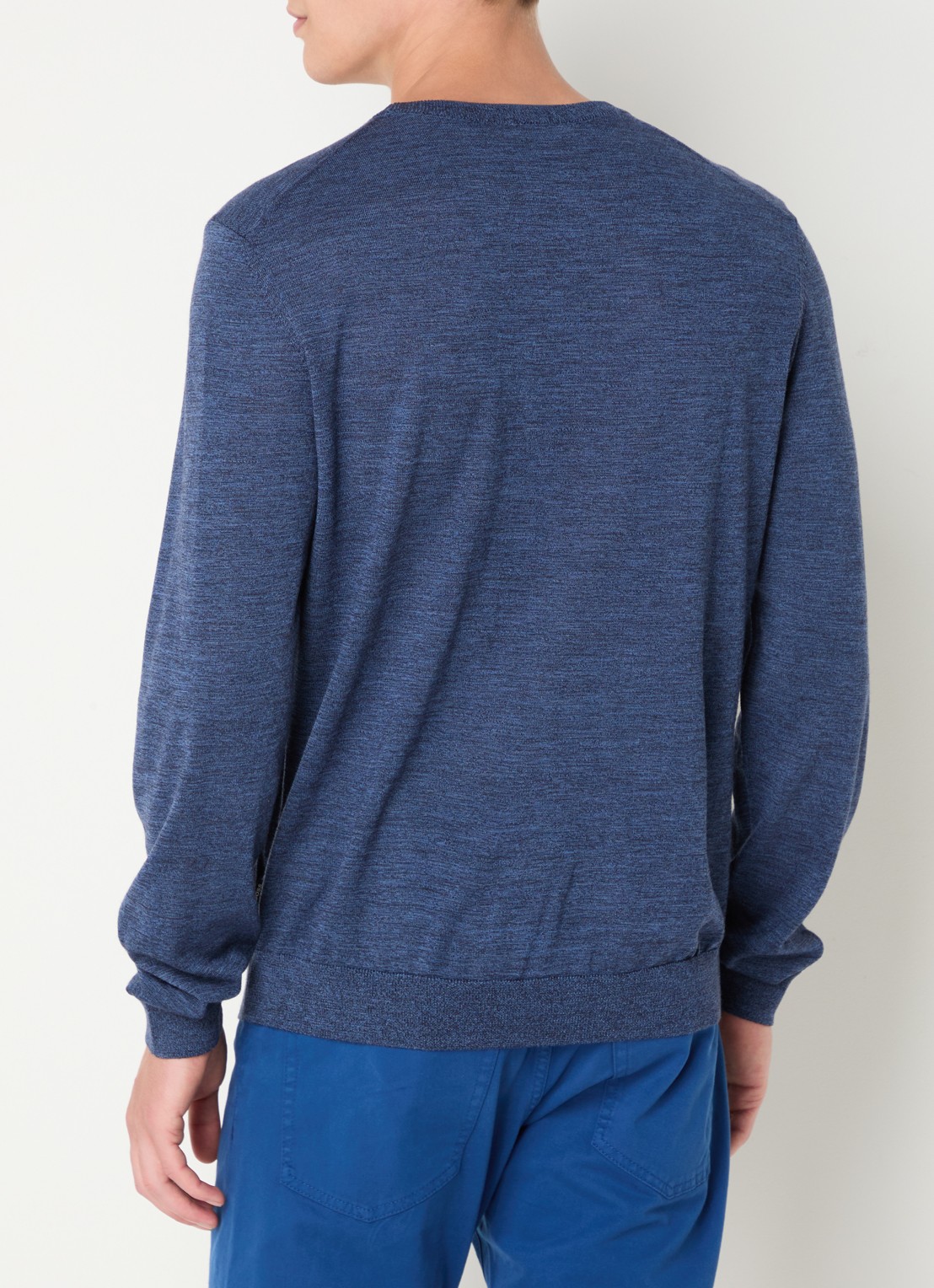 BOSS Leno-P fijngebreide pullover van scheerwol  - achterkant 3 indigo