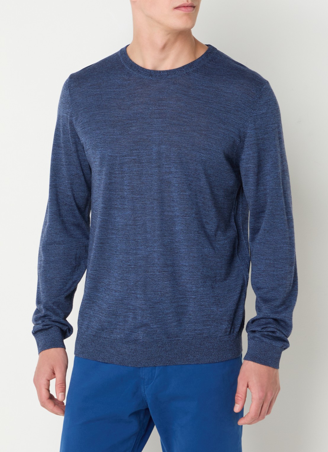 BOSS Leno-P fijngebreide pullover van scheerwol  - detail 4 indigo