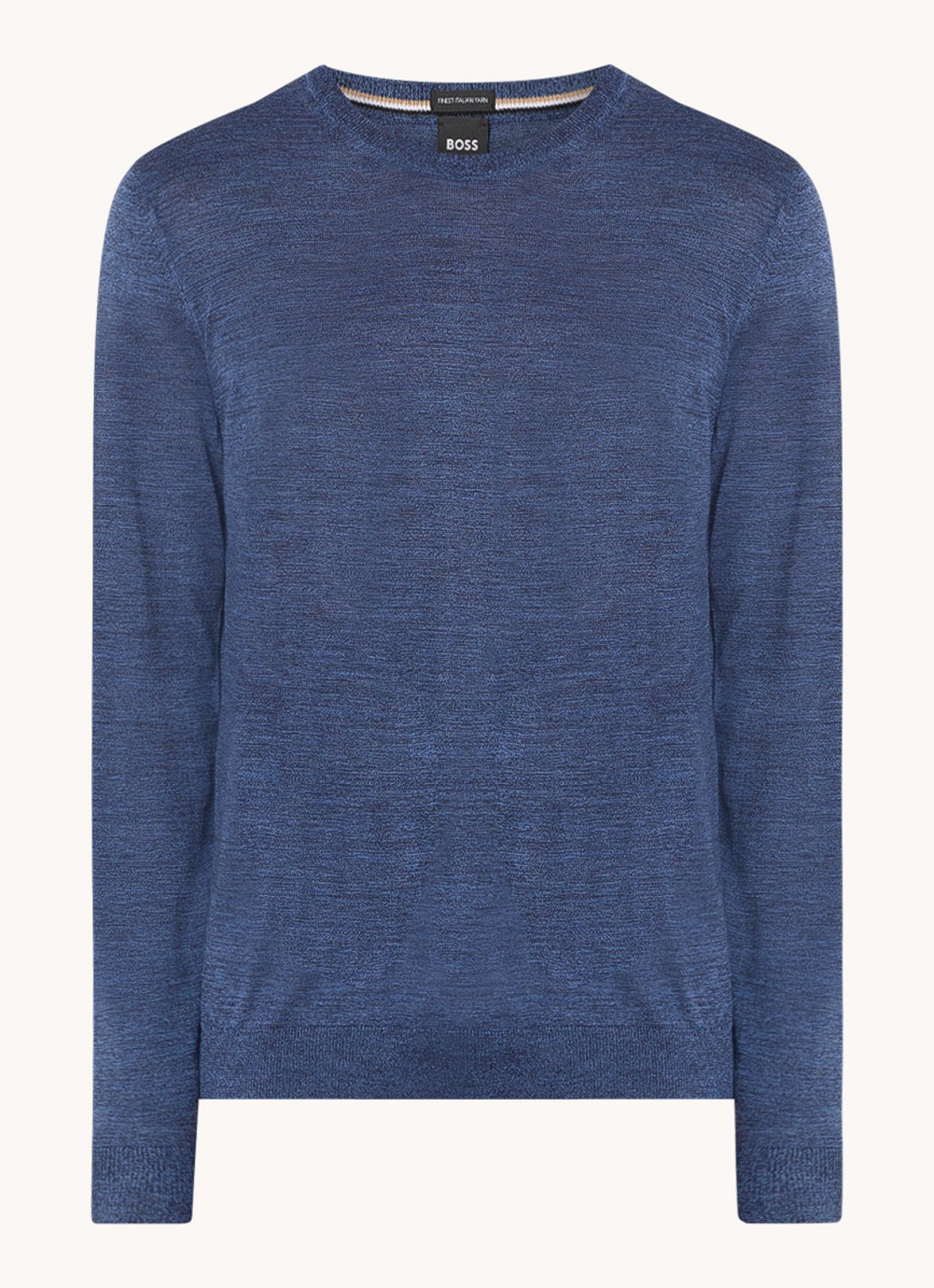 BOSS Leno-P fijngebreide pullover van scheerwol  - voorkant indigo