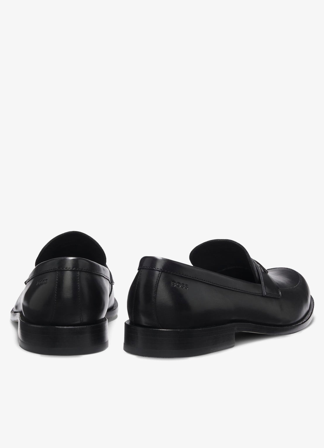 BOSS Loafer van leer met logo - achterkant zwart