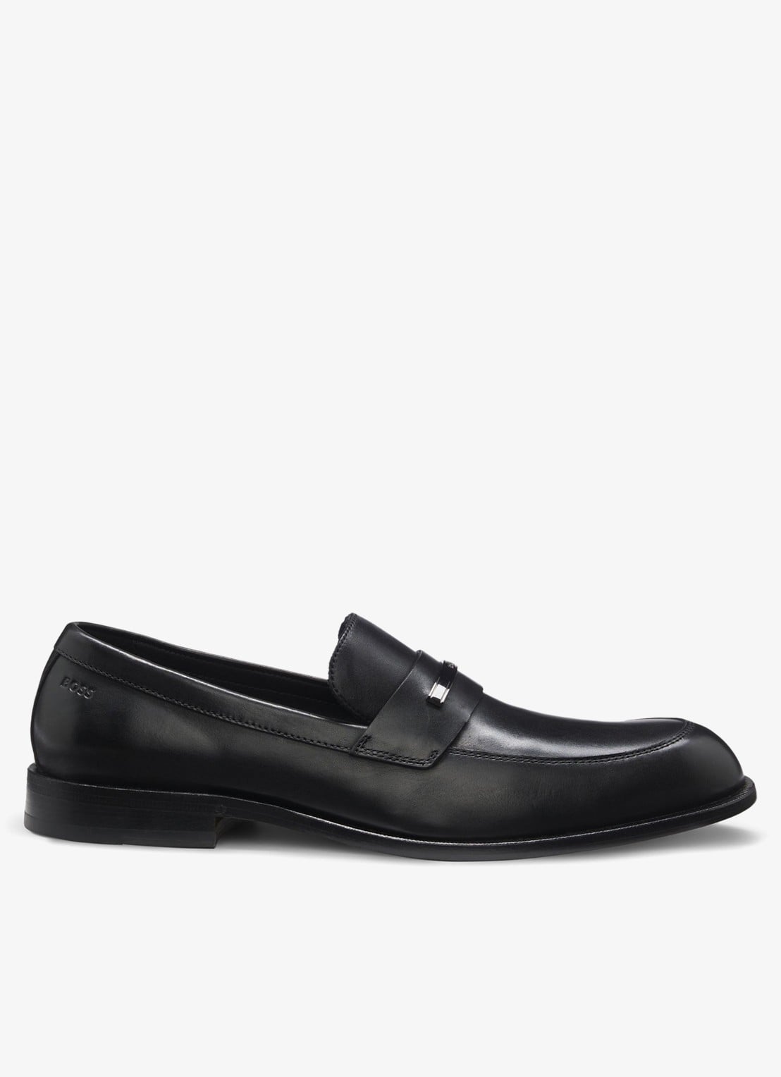 BOSS Loafer van leer met logo - detail 3 zwart