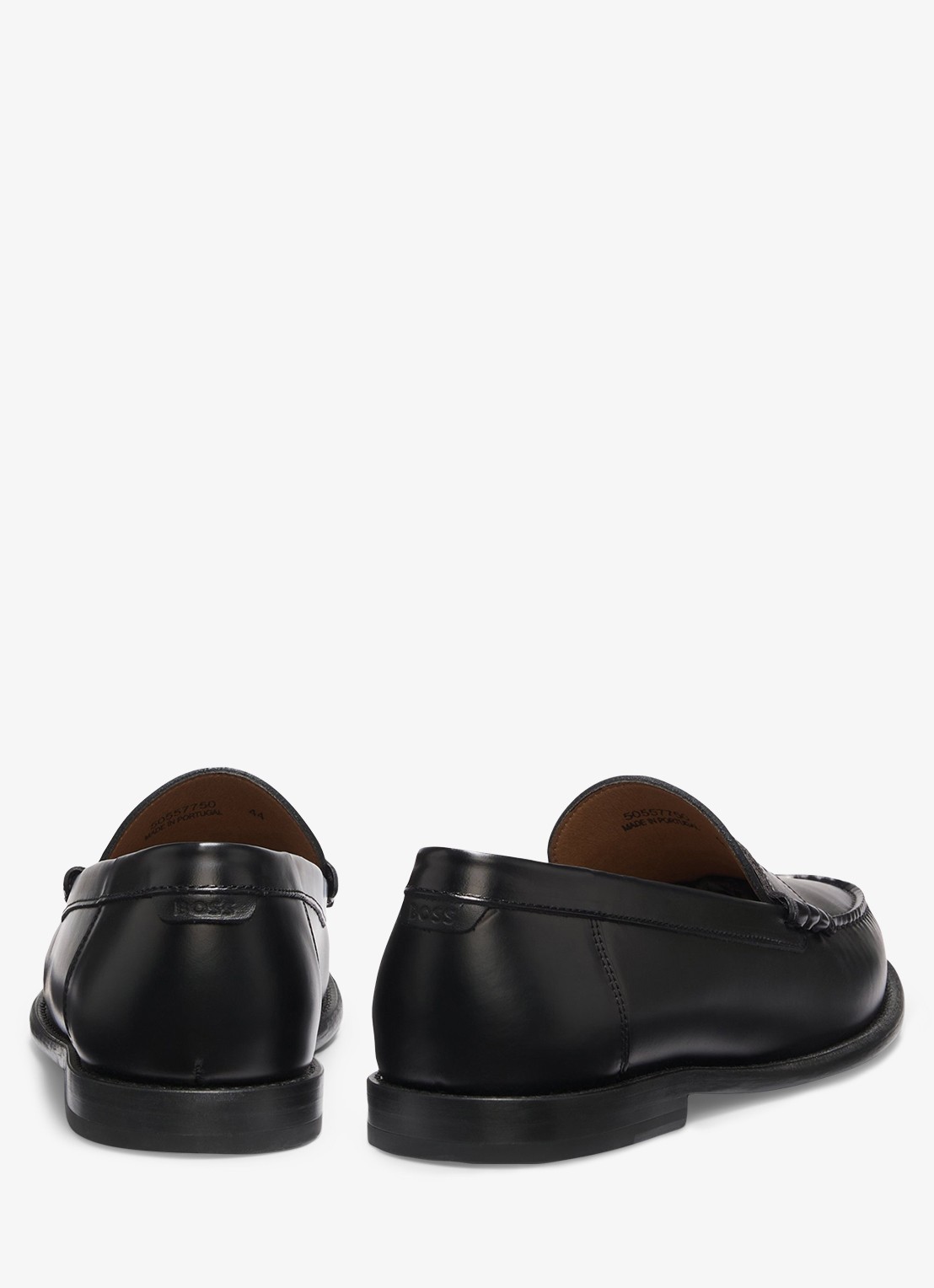 BOSS Loafer van leer met logo  - detail 3 zwart