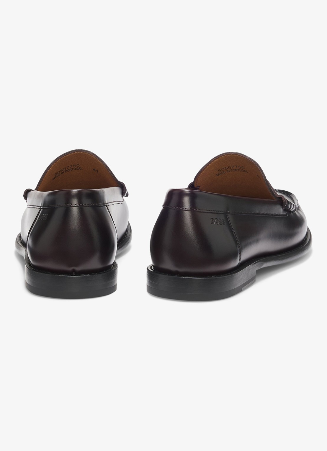 BOSS Loafer van leer met logo  - detail 2 donkerrood