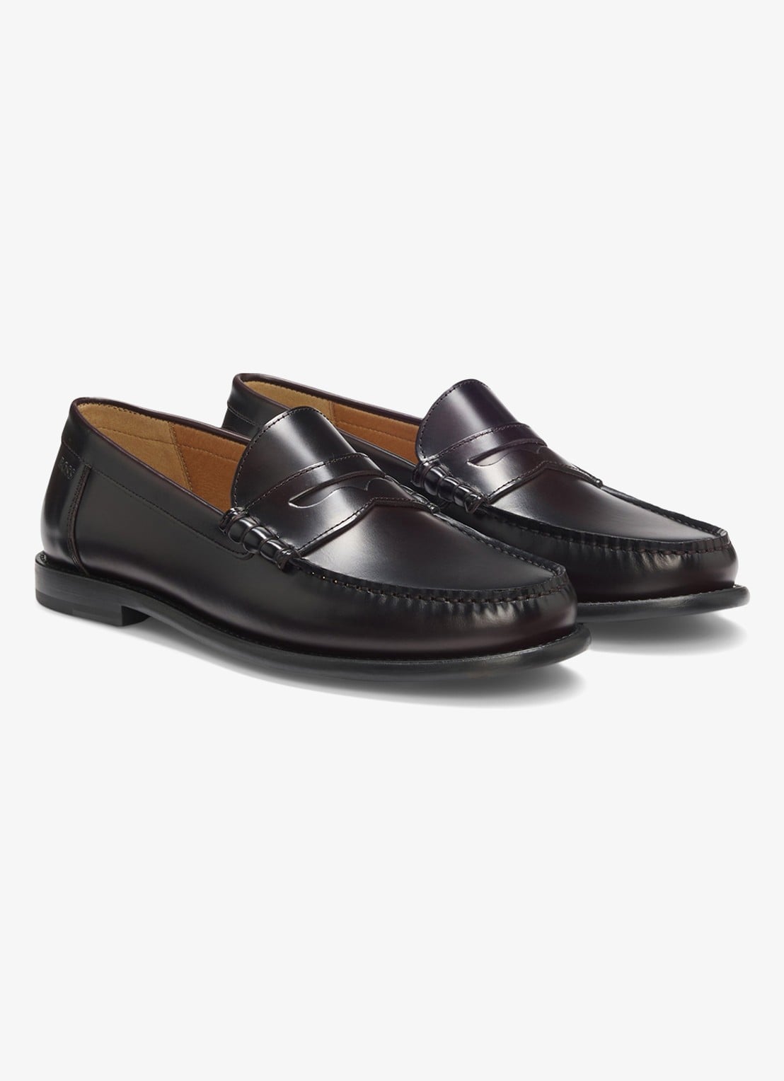 BOSS Loafer van leer met logo  - voorkant 3 donkerrood