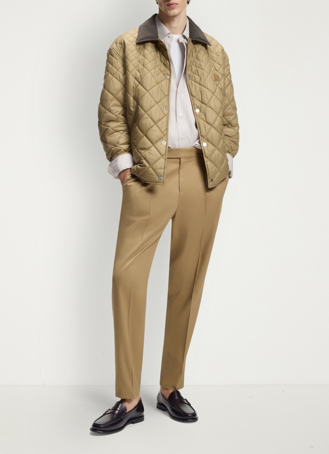 BOSS Loafer van leer met logo  - voorkant 4 donkerrood
