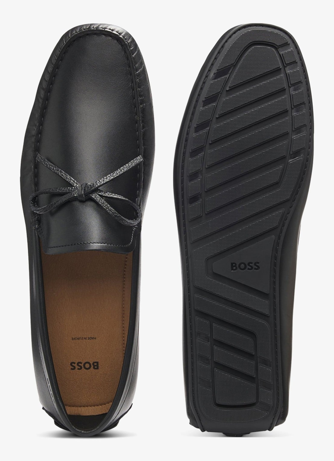 BOSS Loafer van leer met strikdetail  - achterkant 5 zwart