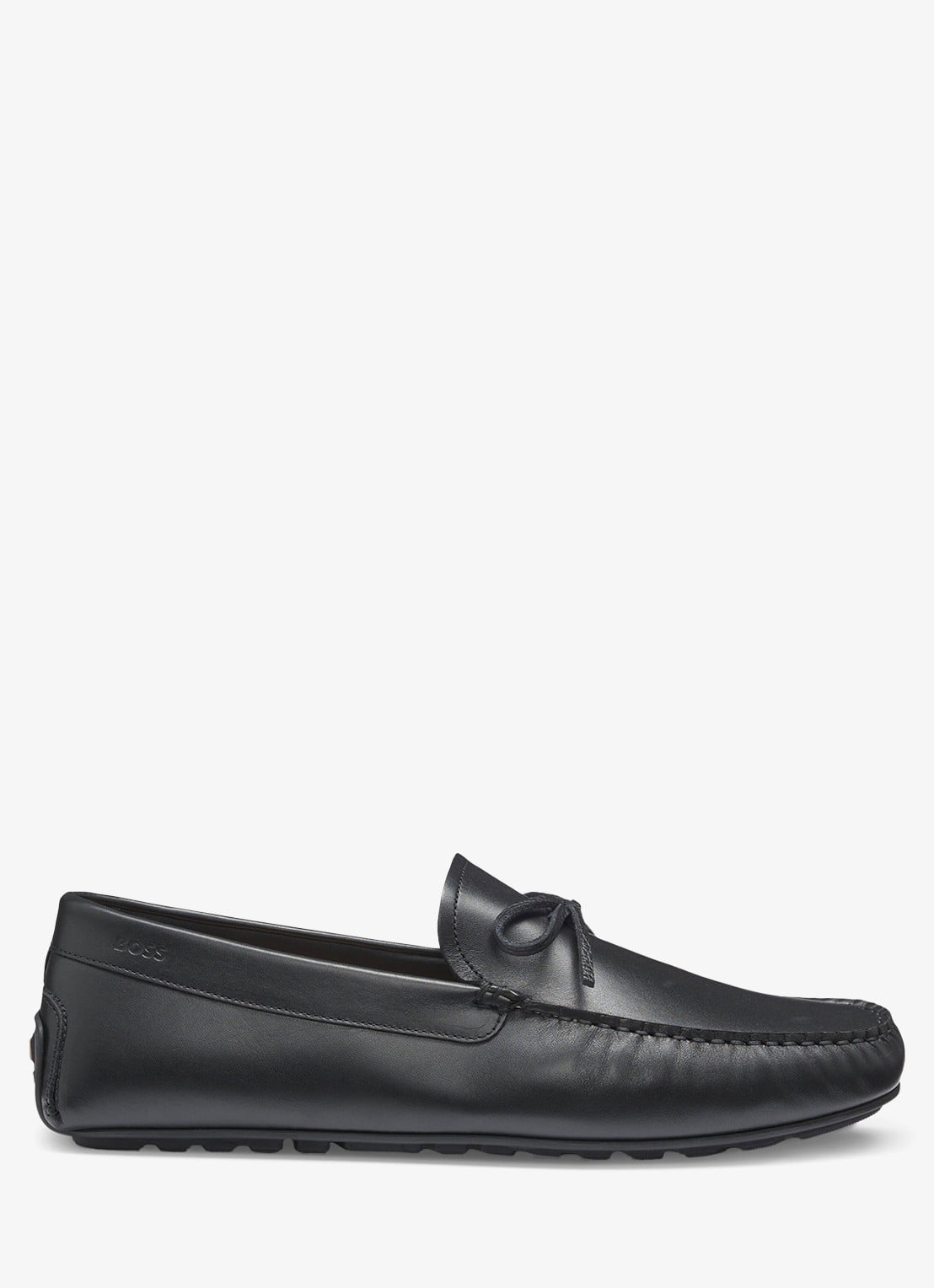 BOSS Loafer van leer met strikdetail  - voorkant zwart