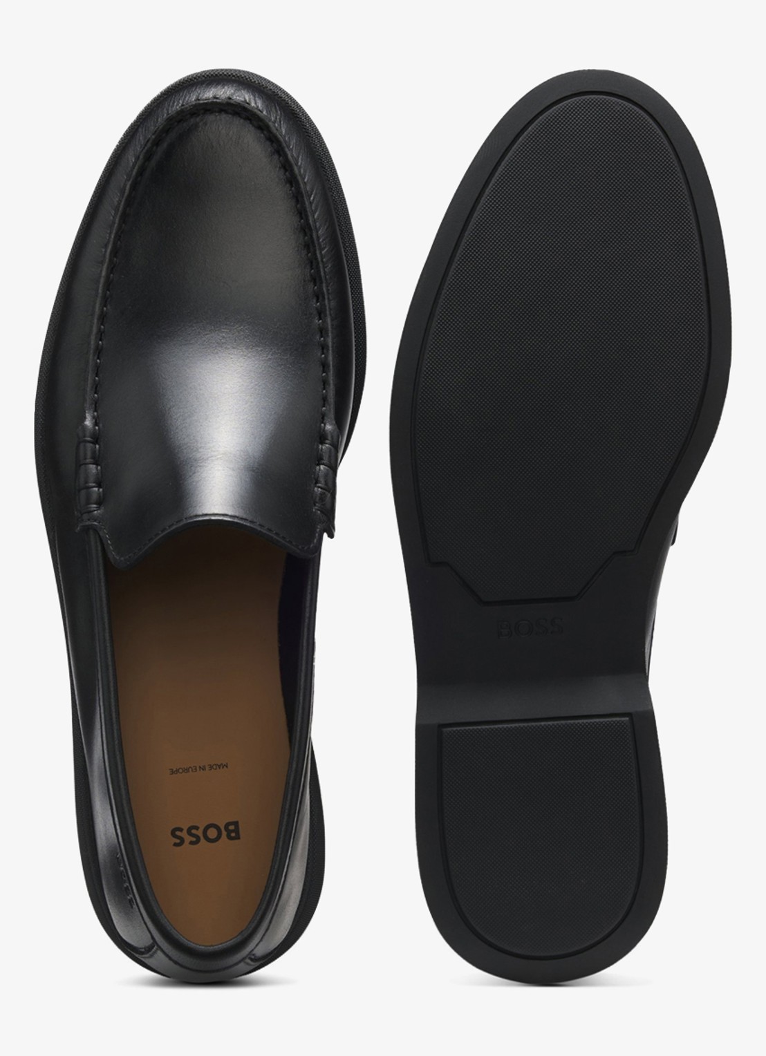 BOSS Loafer van leer - detail 4 zwart