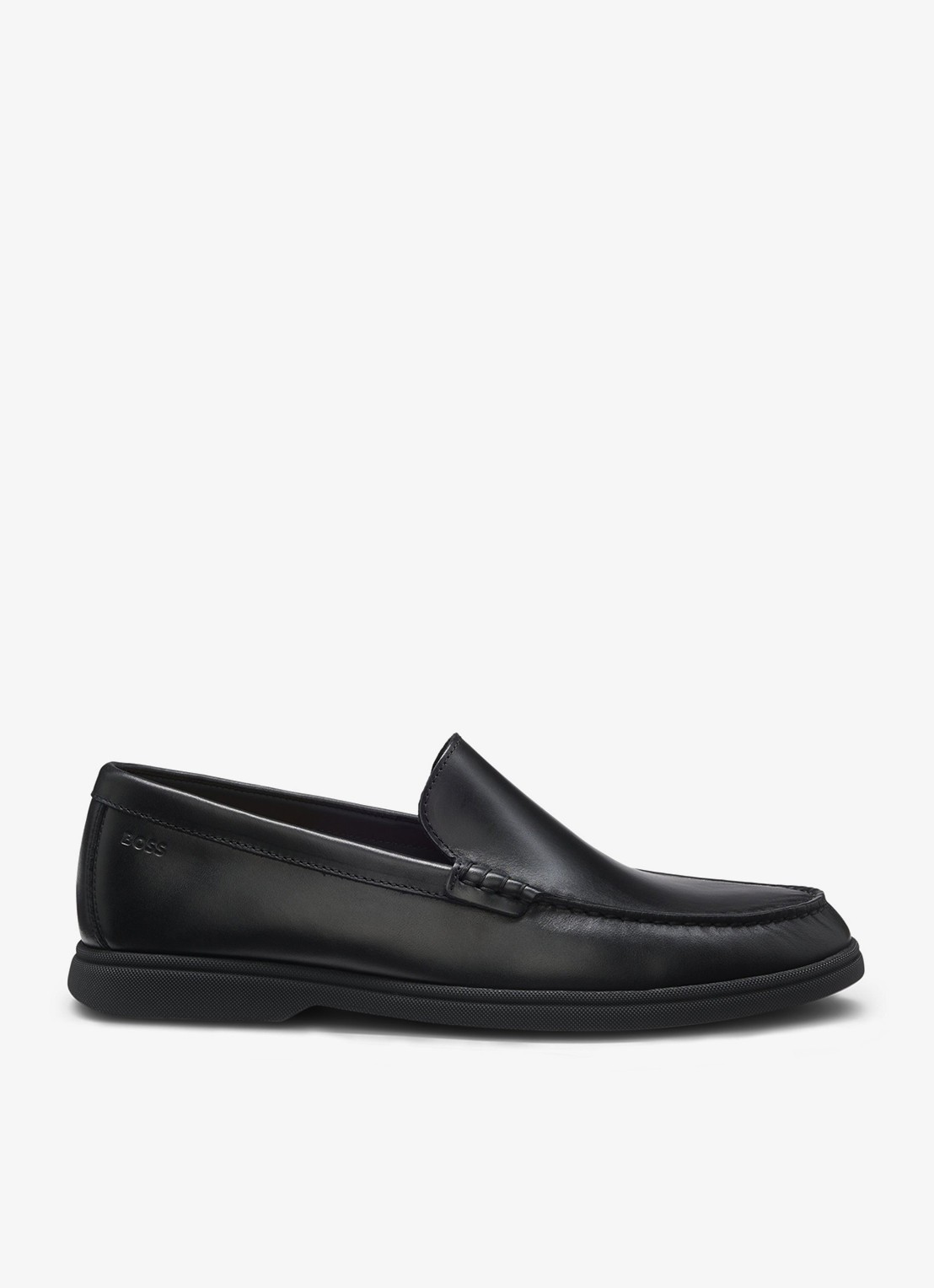 BOSS Loafer van leer - voorkant 2 zwart