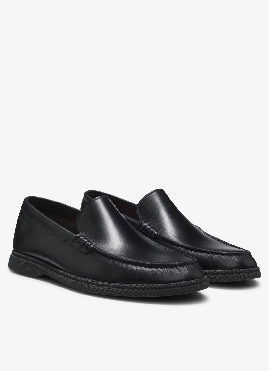 BOSS Loafer van leer - voorkant 3 zwart