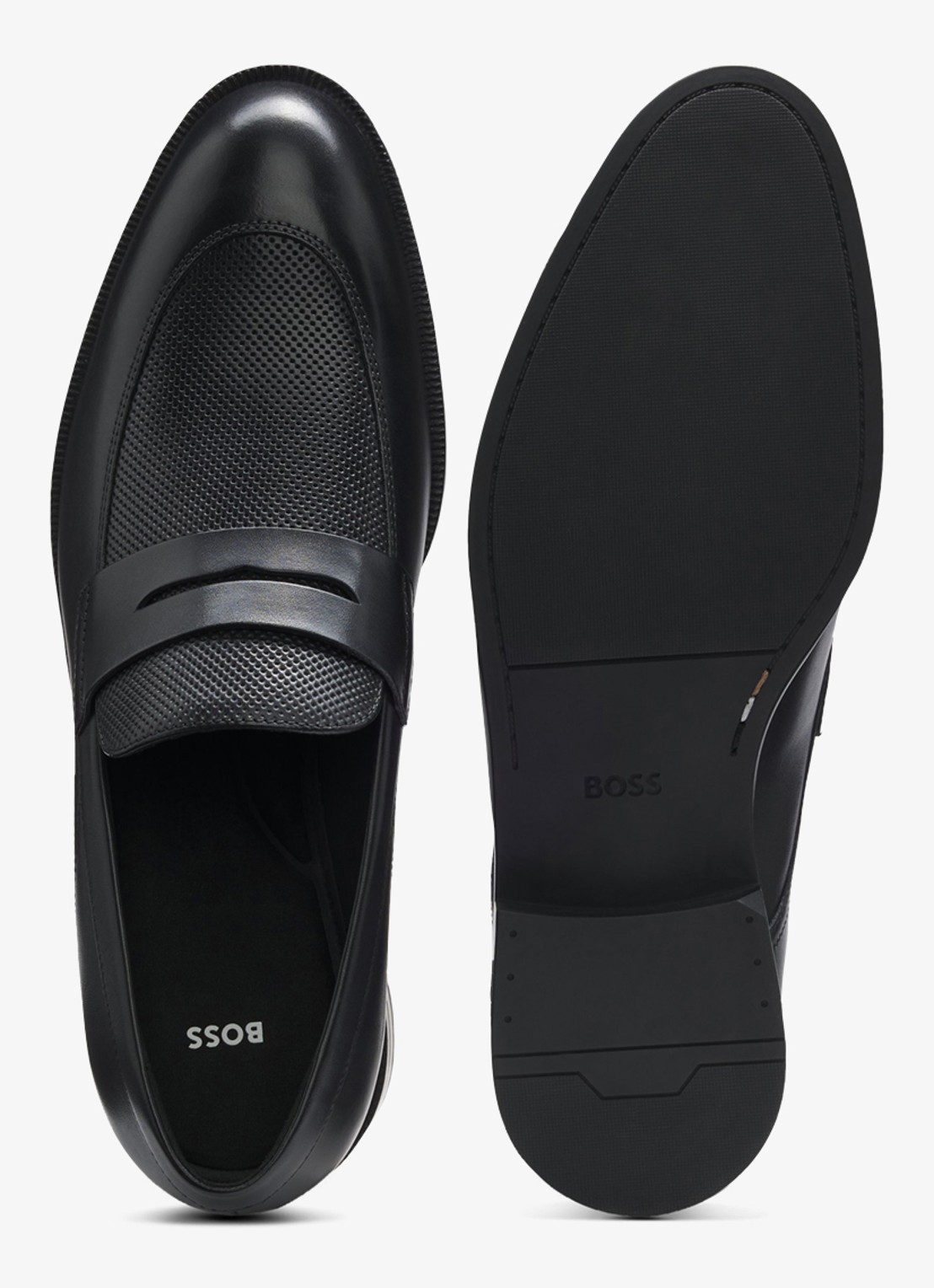 BOSS Loafer van leer - detail 4 zwart
