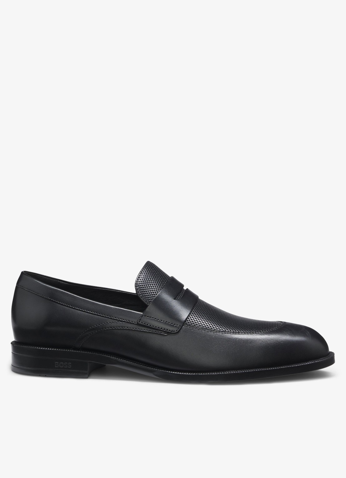 BOSS Loafer van leer - voorkant 2 zwart