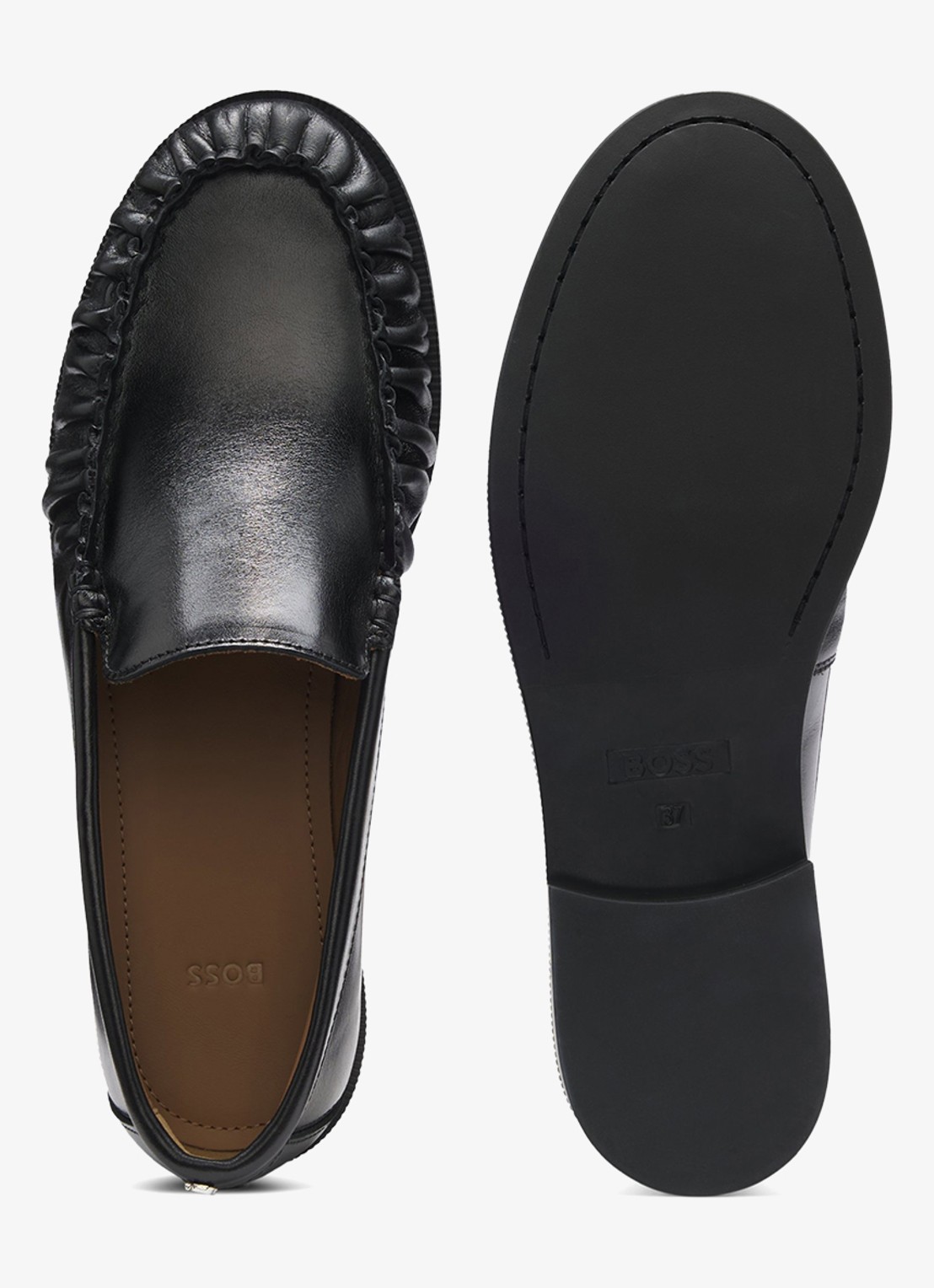 BOSS Loafer van leer - achterkant 4 zwart