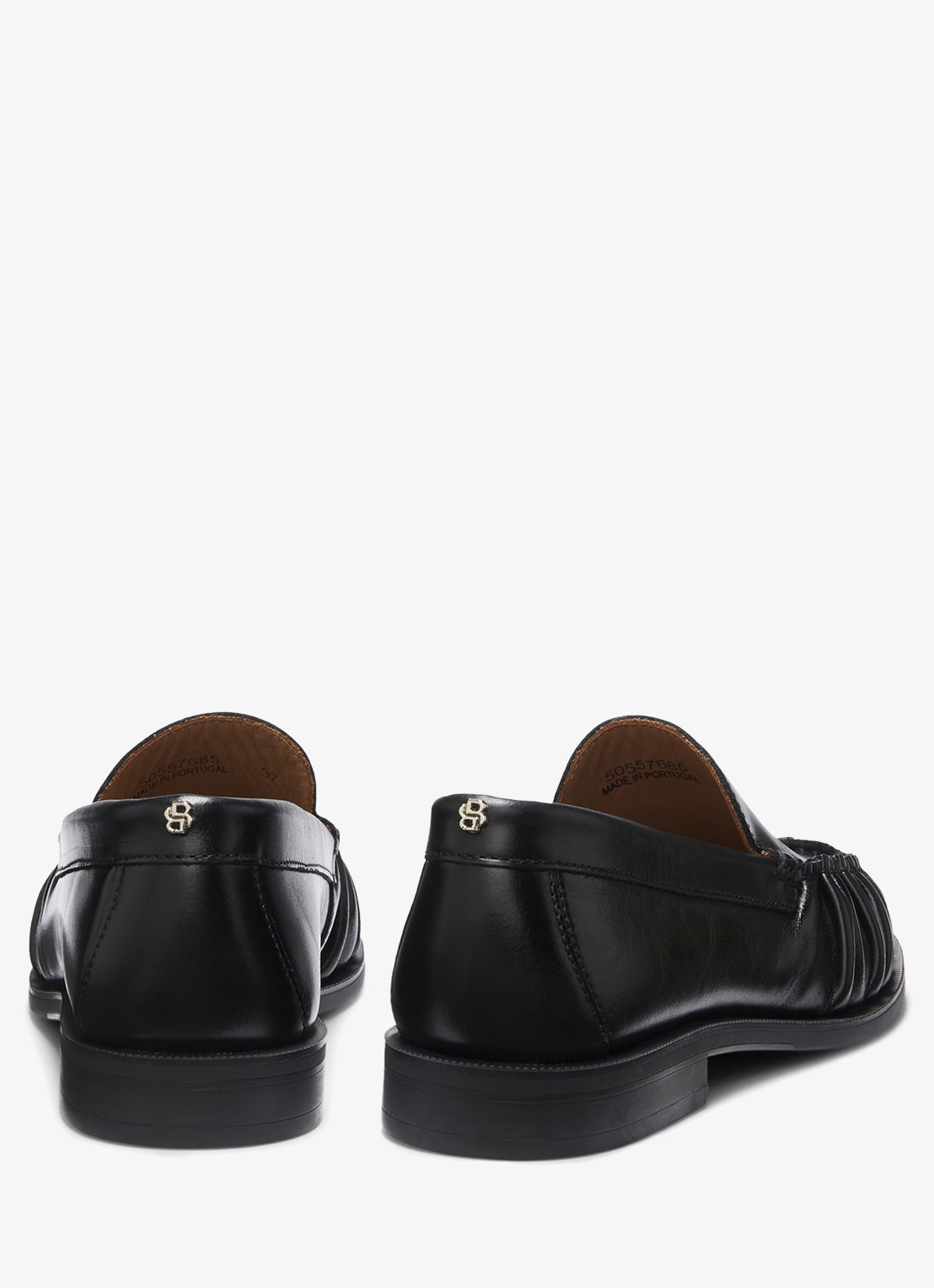 BOSS Loafer van leer - detail zwart