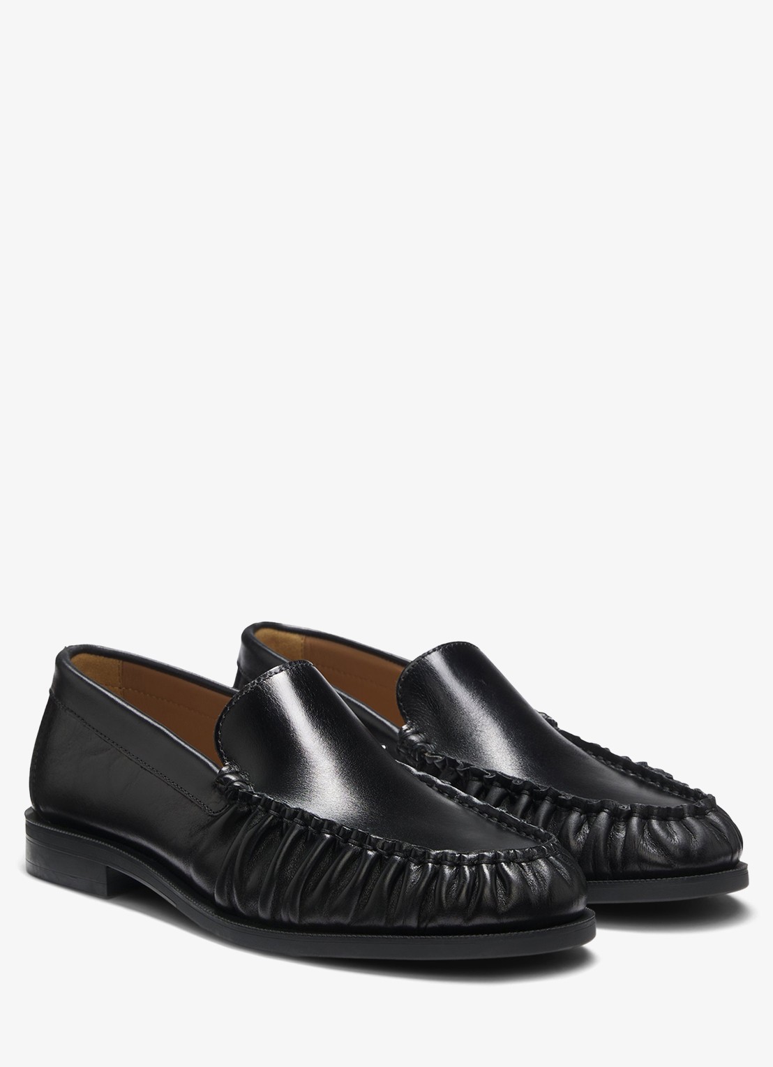BOSS Loafer van leer - voorkant 6 zwart