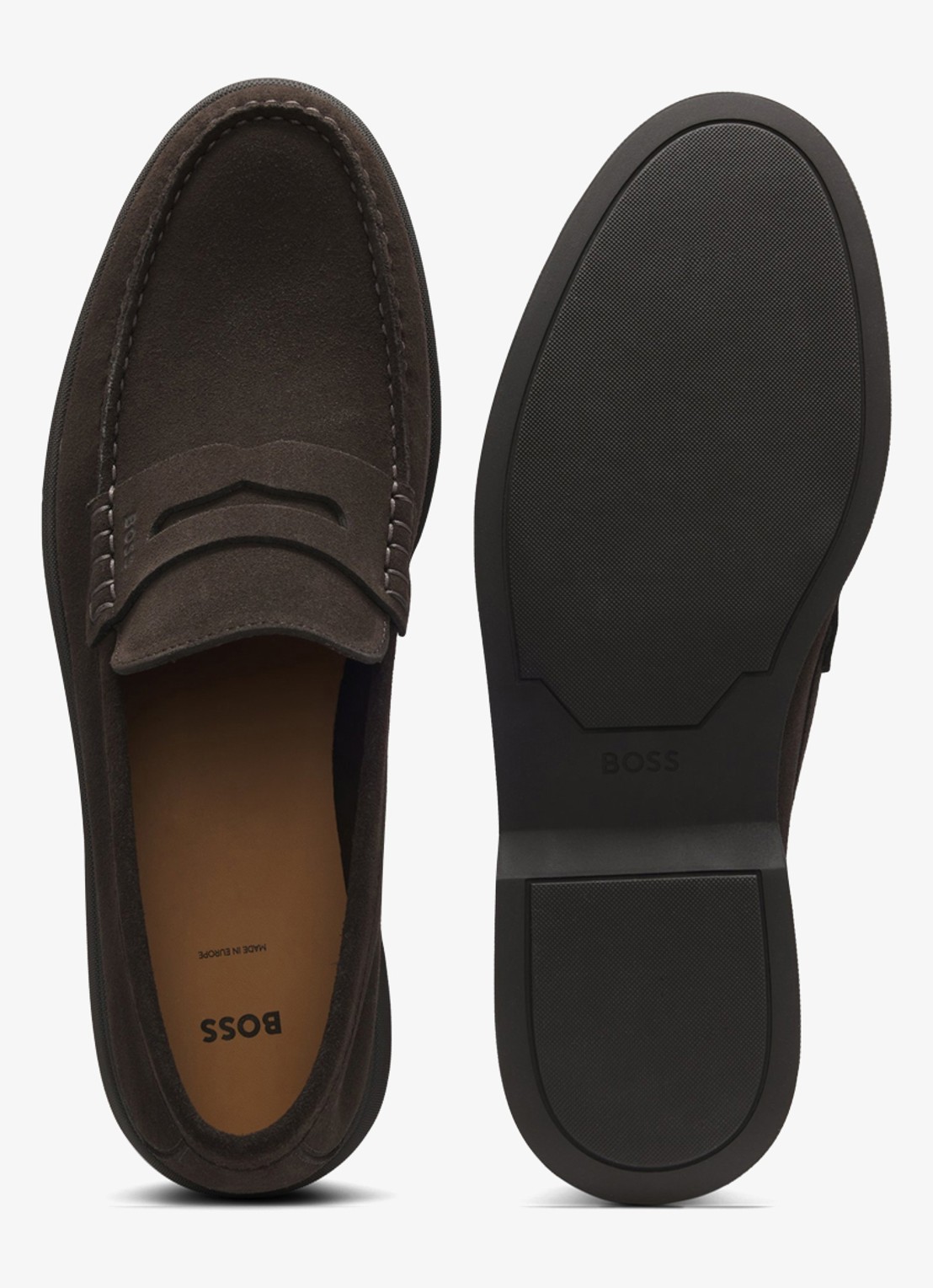 BOSS Loafer van suède - detail 4 donkerbruin