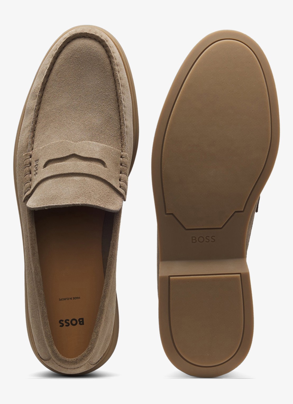 BOSS Loafer van suède - detail 5 donkerbeige
