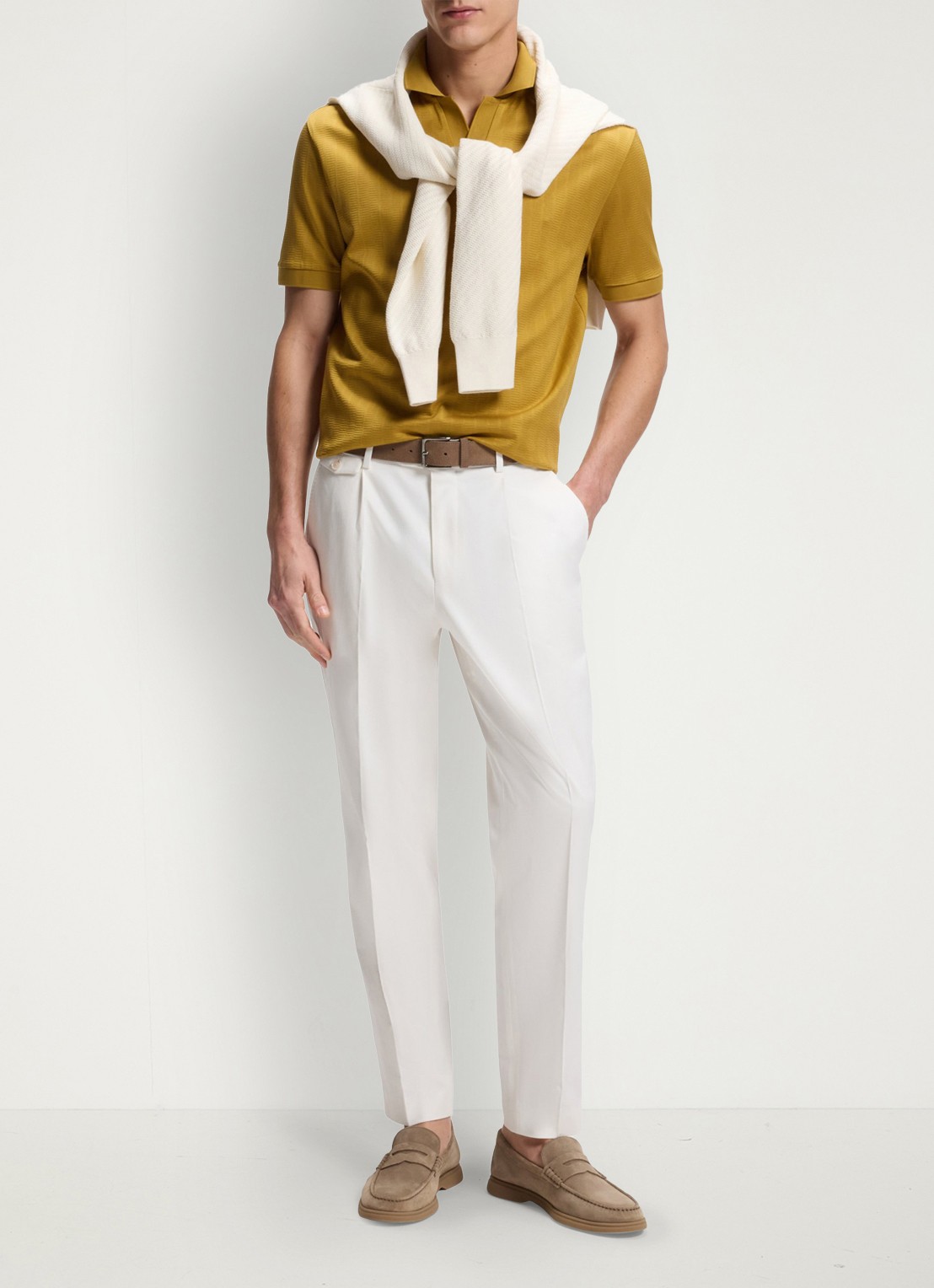 BOSS Loafer van suède - voorkant 3 donkerbeige