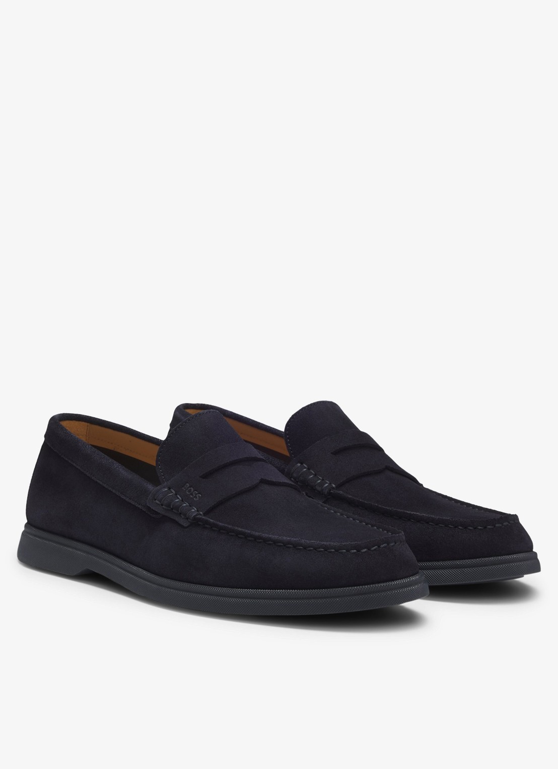 BOSS Loafer van suède - detail donkerblauw