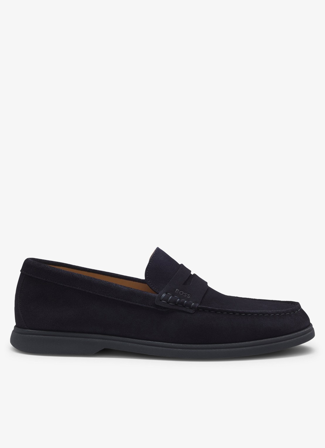 BOSS Loafer van suède - voorkant 4 donkerblauw