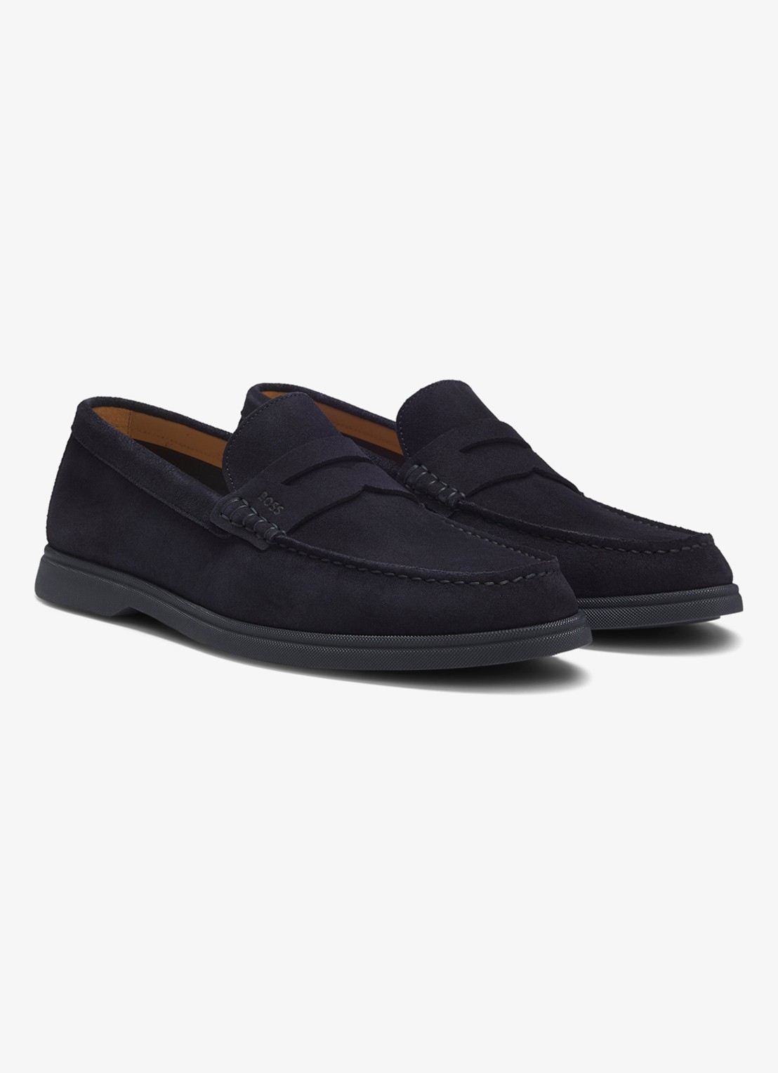 BOSS Loafer van suède - voorkant 3 donkerblauw