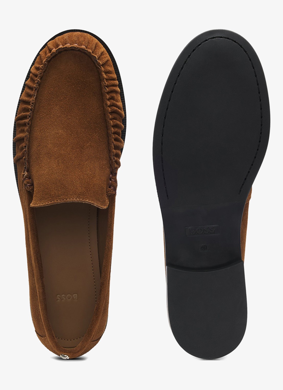BOSS Loafer van suède  - achterkant 6 donkerbruin