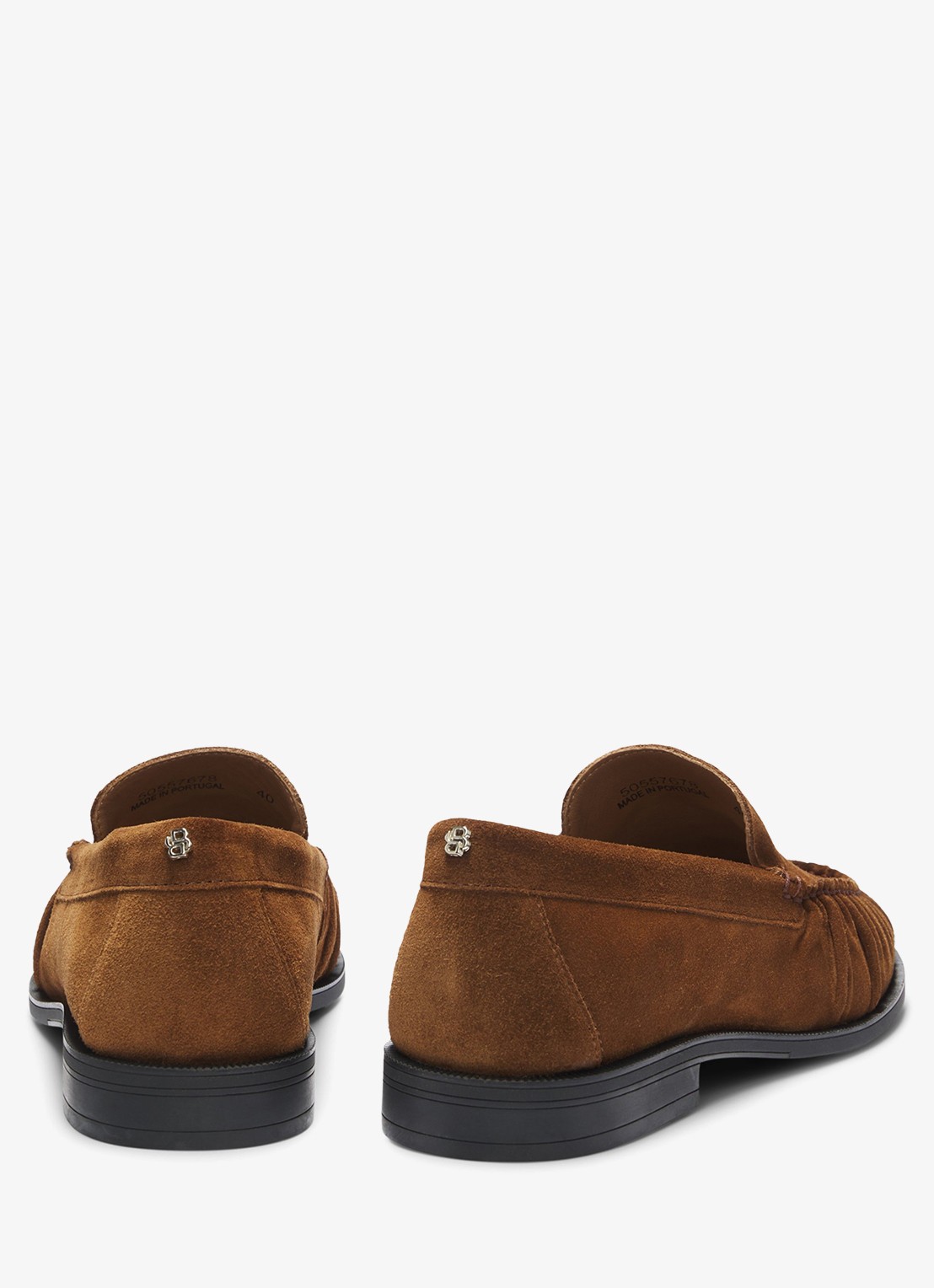 BOSS Loafer van suède  - detail donkerbruin